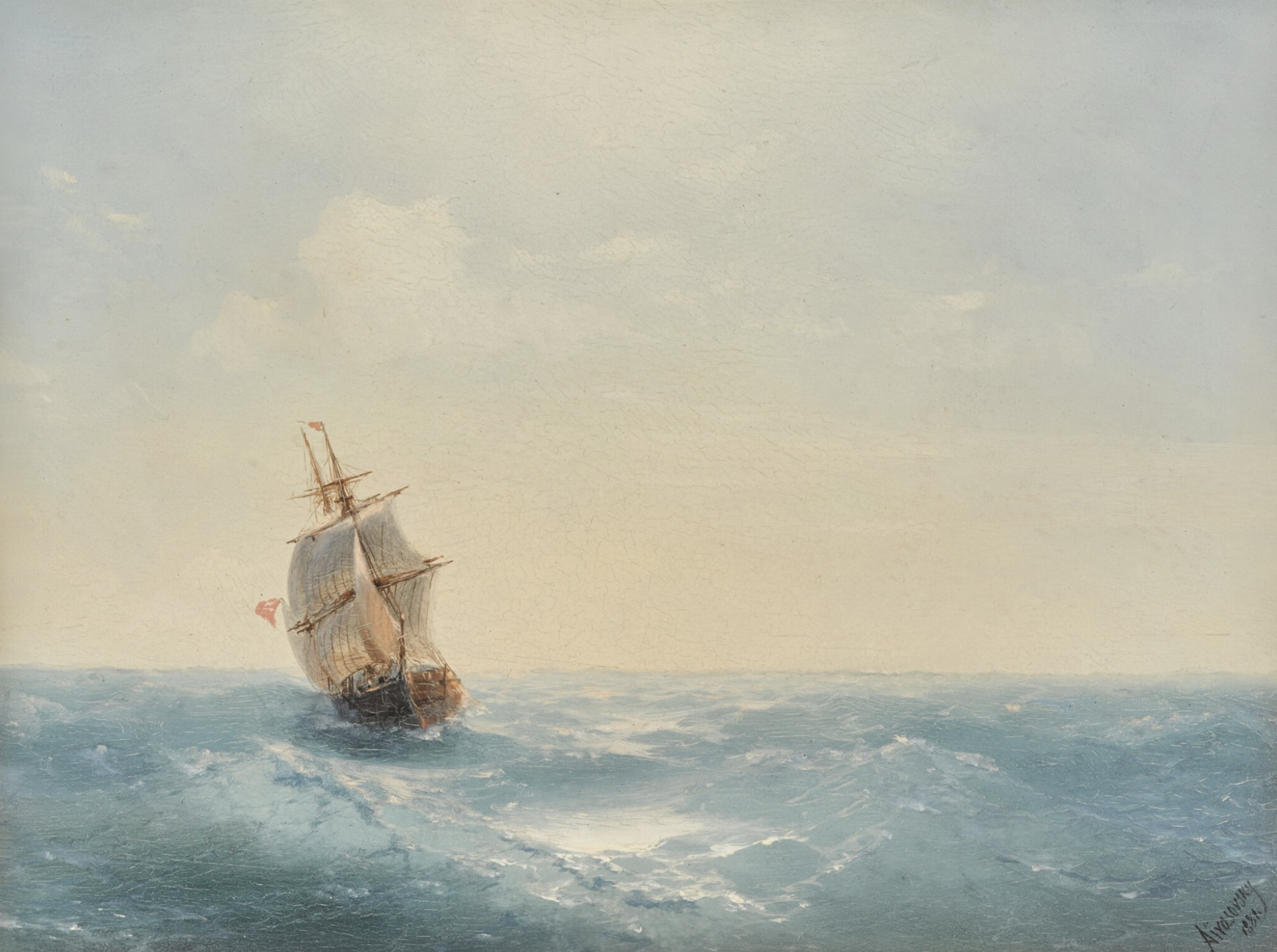 Sailing ship in choppy seas, Ivan Konstantinovich Aivazovsky